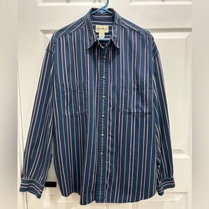 Vintage Eddie Bauer Men's XL Striped Button-Up Shirt Long Sleeve